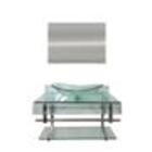 Gabinete De Vidro 60cm Curvado Duplo Inox Cuba Oval Incolor