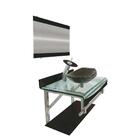 Gabinete De Vidro 60cm Curvado Duplo Inox Cuba Oval Ouro Enve