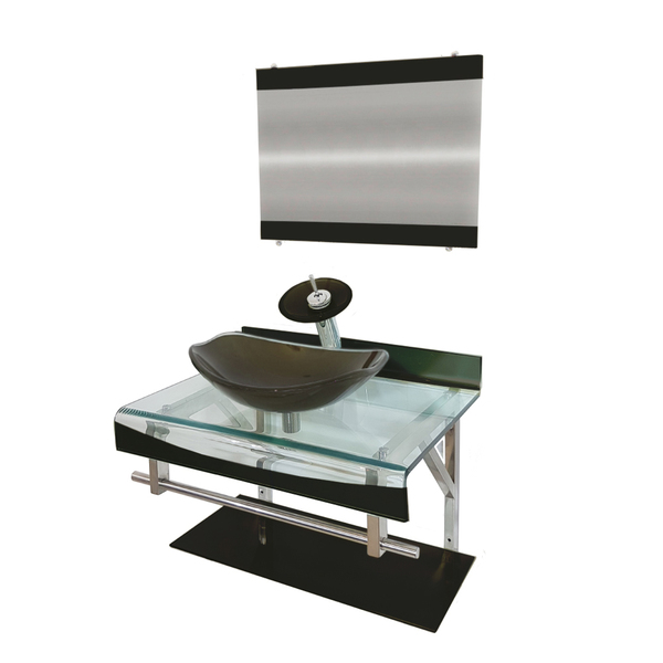 Gabinete De Vidro 60cm Curvado Duplo Inox Cuba Oval Ouro Enve