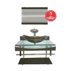 Gabinete De Vidro 60cm Curvado Duplo Inox Cuba Oval Ouro Enve