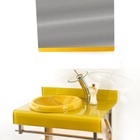 Gabinete De Vidro 60cm Full Curvado Duplo Inox Amarelo