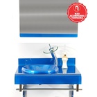 Gabinete De Vidro 60cm Full Curvado Duplo Inox Azul Escuro