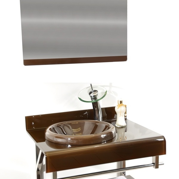 Gabinete De Vidro 60cm Full Curvado Duplo Inox Marrom