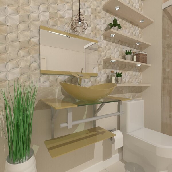 Gabinete De Vidro 60cm Inox Com Cuba Oval Champagne