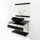 Gabinete De Vidro 60cm Inox Com Cuba Oval Mármore Preto