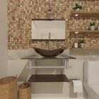 Gabinete De Vidro 60cm Inox Com Cuba Oval Marrom