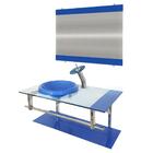 Gabinete De Vidro 60cm Iq Inox Com Cuba Chapéu Redonda - Azul