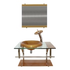 Gabinete De Vidro 60cm Iq Inox Com Cuba Chapéu Redonda - Dour