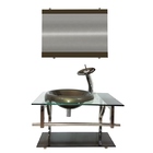 Gabinete De Vidro 60cm Iq Inox Com Cuba Chapéu Redonda - Ouro