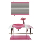 Gabinete De Vidro 60cm Iq Inox Com Cuba Chapéu Redonda - Rosa
