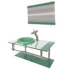 Gabinete De Vidro 60cm Iq Inox Com Cuba Chapéu Redonda - Verde