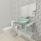 Gabinete De Vidro 60cm Iq Inox Com Cuba Oval - Branco