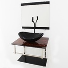 Gabinete De Vidro 60cm Iq Inox Com Cuba Oval - Madeira Noguei