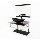 Gabinete De Vidro 60cm Iq Inox Com Cuba Oval - Madeira Rústica