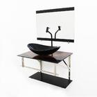 Gabinete De Vidro 60cm Iq Inox Com Cuba Oval - Madeira Rústica