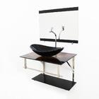 Gabinete De Vidro 60cm Iq Inox Com Cuba Oval - Madeira Rústica