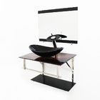 Gabinete De Vidro 60cm Iq Inox Com Cuba Oval - Madeira Rústica