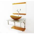 Gabinete De Vidro 60cm Iq Inox Com Cuba Oval - Mármore Branco