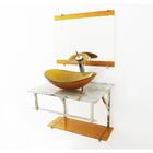 Gabinete De Vidro 60cm Iq Inox Com Cuba Oval - Mármore Branco