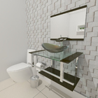 Gabinete De Vidro 60cm Iq Inox Com Cuba Oval - Ouro Envelheci