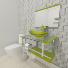 Gabinete De Vidro 60cm Iq Inox Com Cuba Oval - Verde  Oliva