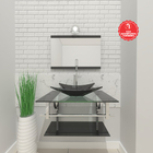 Gabinete De Vidro 60cm Iq Inox Com Cuba Quadrada - Grafite