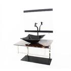 Gabinete De Vidro 60cm Iq Inox Com Cuba Quadrada - Imperador