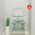 Gabinete De Vidro 60cm Iq Inox Com Cuba Quadrada - Incolor