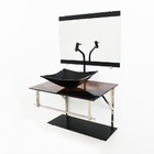 Gabinete De Vidro 60cm Iq Inox Com Cuba Quadrada - Madeira Rú