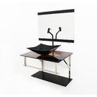 Gabinete De Vidro 60cm Iq Inox Com Cuba Quadrada - Madeira Rú