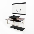 Gabinete De Vidro 60cm Iq Inox Com Cuba Quadrada - Madeira Rú