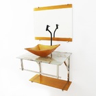 Gabinete De Vidro 60cm Iq Inox Com Cuba Quadrada - Mármore Br