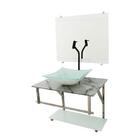 Gabinete De Vidro 60cm Iq Inox Com Cuba Quadrada - Mármore Br