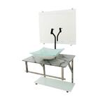 Gabinete De Vidro 60cm Iq Inox Com Cuba Quadrada - Mármore Br