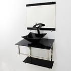 Gabinete De Vidro 60cm Iq Inox Com Cuba Quadrada - Mármore Pr