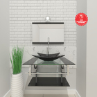 Gabinete De Vidro 60cm Iq Inox Com Cuba Quadrada - Preto