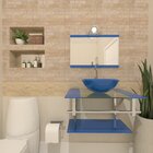 Gabinete De Vidro 60cm Iq Inox Com Cuba Redonda - Azul