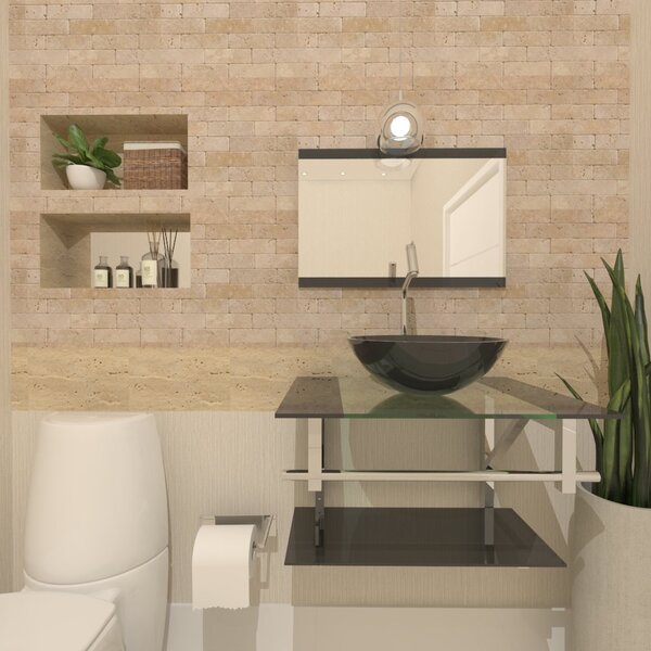 Gabinete De Vidro 60cm Iq Inox Com Cuba Redonda - Grafite