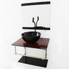 Gabinete De Vidro 60cm Iq Inox Com Cuba Redonda - Madeira Nog