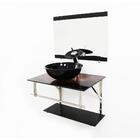 Gabinete De Vidro 60cm Iq Inox Com Cuba Redonda - Madeira Rús