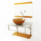 Gabinete De Vidro 60cm Iq Inox Com Cuba Redonda - Mármore Bra