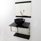 Gabinete De Vidro 60cm Iq Inox Com Cuba Redonda - Mármore Pre