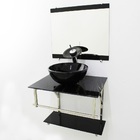 Gabinete De Vidro 60cm Iq Inox Com Cuba Redonda - Mármore Pre