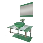 Gabinete De Vidro 60cm Iq Inox Com Cuba Redonda - Verde