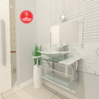 Gabinete De Vidro 60cm Iq Inox Com Cuba Retangular - Branco