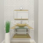 Gabinete De Vidro 60cm Iq Inox Com Cuba Retangular - Champanhe