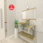 Gabinete De Vidro 60cm Iq Inox Com Cuba Retangular - Champanhe