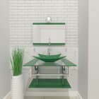 Gabinete De Vidro 60cm Iq Inox Com Cuba Retangular - Verde