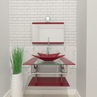 Gabinete De Vidro 60cm Iq Inox Com Cuba Retangular - Vermelho