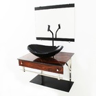 Gabinete De Vidro 60cm Iqx Inox Com Cuba Oval - Madeira Nogue